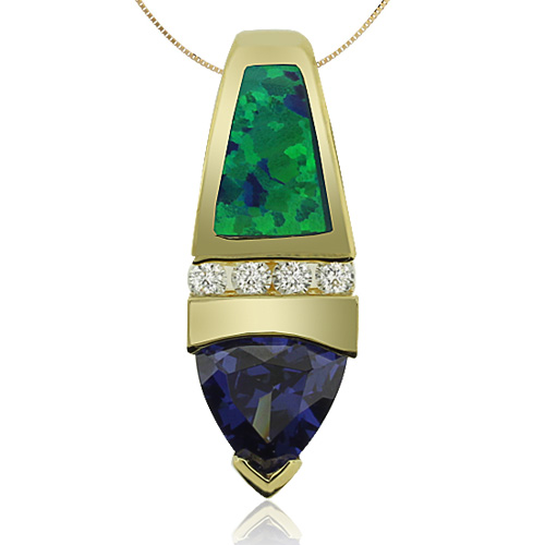 tanzanite and opal pendant